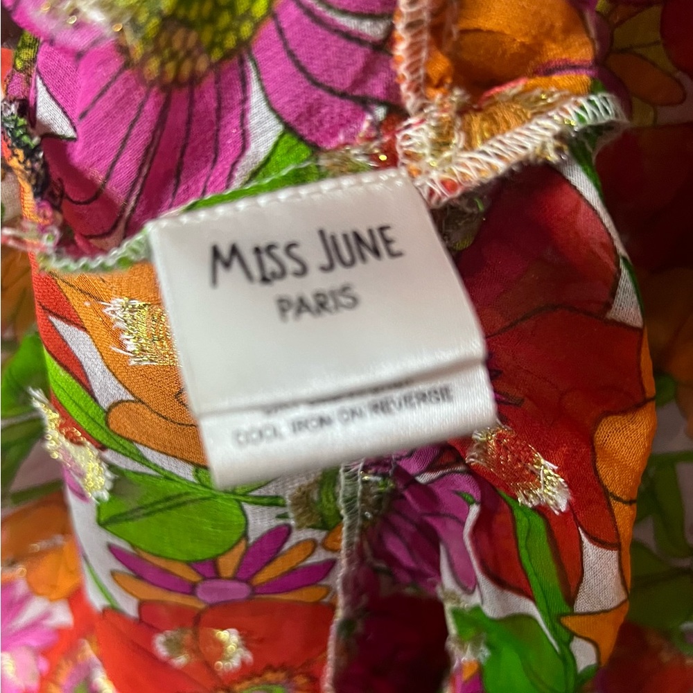 Miss June Paris floral v-neck midi dress OS - Picture 4 of 6